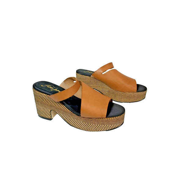 Free People Shoes - Free People Heeled Sandal Women's Size 40 Demi Platform Brown Leather Slip On